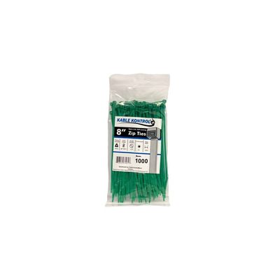 Kable Kontrol Green Zip Ties 8 Inch 1000 Pcs, 50 Lbs Tensile Strength, Self-locking Nylon Colored Cable Ties Wire Wraps for Indoor or Outdoor Use