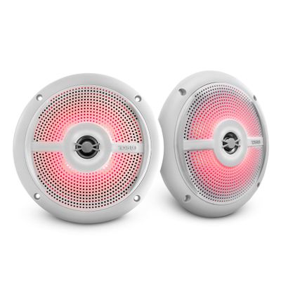 DS18 NXL-6SL/WH White Marine Slim Speaker 6.5", 2-Way, 100W Max, 25W RMS, 100% UV Stable, IP65 Marine Grade Specs, 4 Ohms, Integrated RGB LED Lighting - for All Elements, UTV, ATV & Jeeps (Pair)