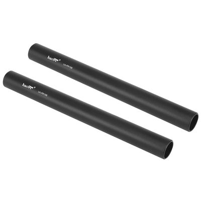 Haoge VA-PR15B 15cm (5.9 Inch) Long Aluminum Alloy Rod 15mm Rods with M12 Thread for Camera Rail Support System Rig Shoulder Pads Monitor Mount Rod Clamp Base Mattebox Follow Focus Black, Pack of 2