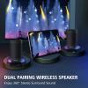 Bluetooth Speaker, Portable Bluetooth Speakers with Wireless Stereo Pairing, Built in Mic, 360 HD Sound,IP65 Waterproof Speaker,Support TF Card, for Home/Party/Outdoor/Beach, Gift For Men/Women-Black view 4