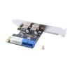 2 Port PCI-E 3.0 to USB 3.0 Expansion Card, USB PCI-E Card with 19-Pin Connector Motherboard Adapter view 2