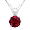 Houston Diamond District 0.5 to 3 Carat Round Ruby 4 Prong Pendant Necklace (AAA Quality) W/ 16" Gold Chain 14K White Gold 0.61 Carat view 1