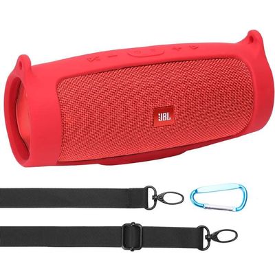 co2CREA Silicone Travel Case Replacement for JBL Charge 4 Waterproof Bluetooth Speaker (Red Case)
