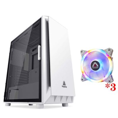 HDYD Gaming Case,Mid-Tower PC Gaming Case ATX/M-ATX/ITX - Front I/O USB 3.0 Port - Transparent Side - Contains Colored Light Fan- Water-Cooling Ready (Color : White, Size : 3 Fan)