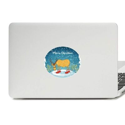 Christmas Deer Festival Illustration Vinyl Emblem Graphic Laptop Sticker Notebook Decal