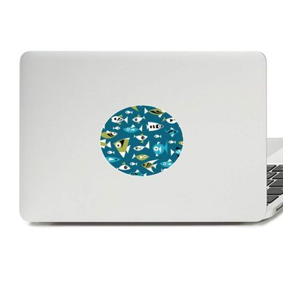 Cold Color Blocks Abstract Fishes Vinyl Emblem Graphic Laptop Sticker Notebook Decal