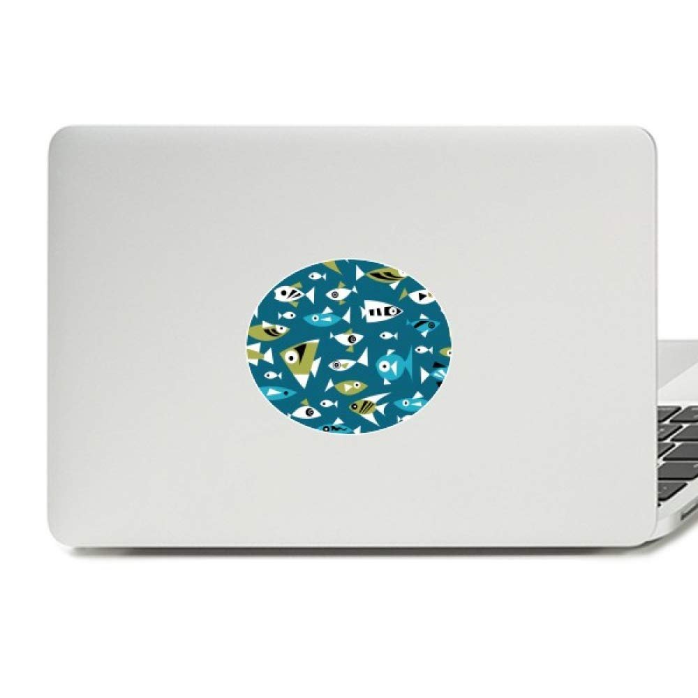 Cold Color Blocks Abstract Fishes Vinyl Emblem Graphic Laptop Sticker Notebook Decal