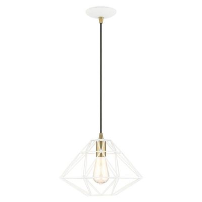 Livex Lighting, 41323-03, Knox, Pendant, White with Antique Brass Accents
