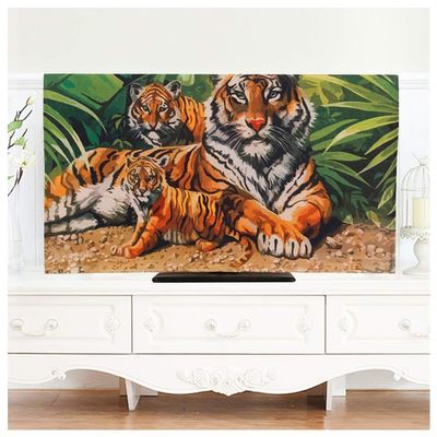 NANKAN 32-75 Inches TV Cover for Flat/Curved Screens Dust Resistant Television Screen Protector Polyester Fabric Cover for LED LCD Plasma, Colorful Painting Design (Color : Tiger, Size : 47/48in)
