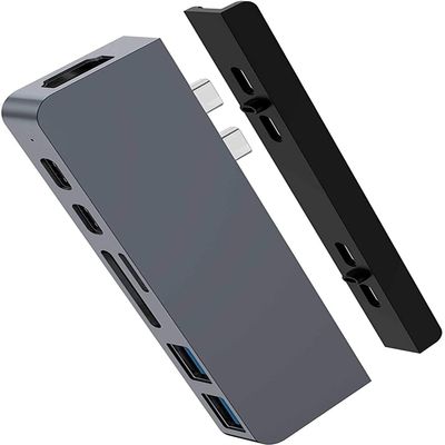 Hyper - New HyperDrive Duo 7-in-2 Hub - USB-C for MacBook Pro/Air - HDMI 4K60Hz HDR, USB-C 40Gbps 100W PD, USB-A 5Gbps, MicroSD/SD 3.0 UHS-I 104MB/s, 2 x USB-A 5Gbps - Space Gray