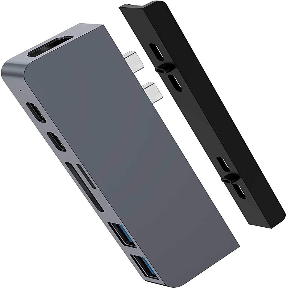Hyper - New HyperDrive Duo 7-in-2 Hub - USB-C for MacBook Pro/Air - HDMI 4K60Hz HDR, USB-C 40Gbps 100W PD, USB-A 5Gbps, MicroSD/SD 3.0 UHS-I 104MB/s, 2 x USB-A 5Gbps - Space Gray