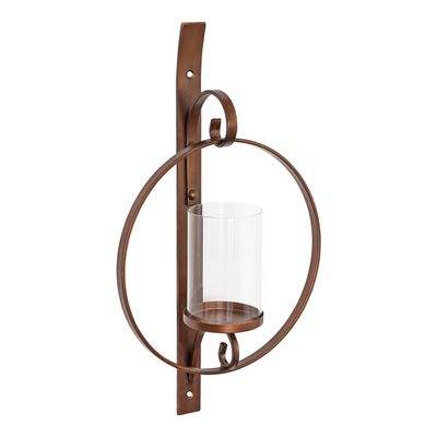 Kate and Laurel Doria Transitional Metal Wall Sconce, 12 x 22, Bronze, Chic Sconce and Candle Holder for Wall