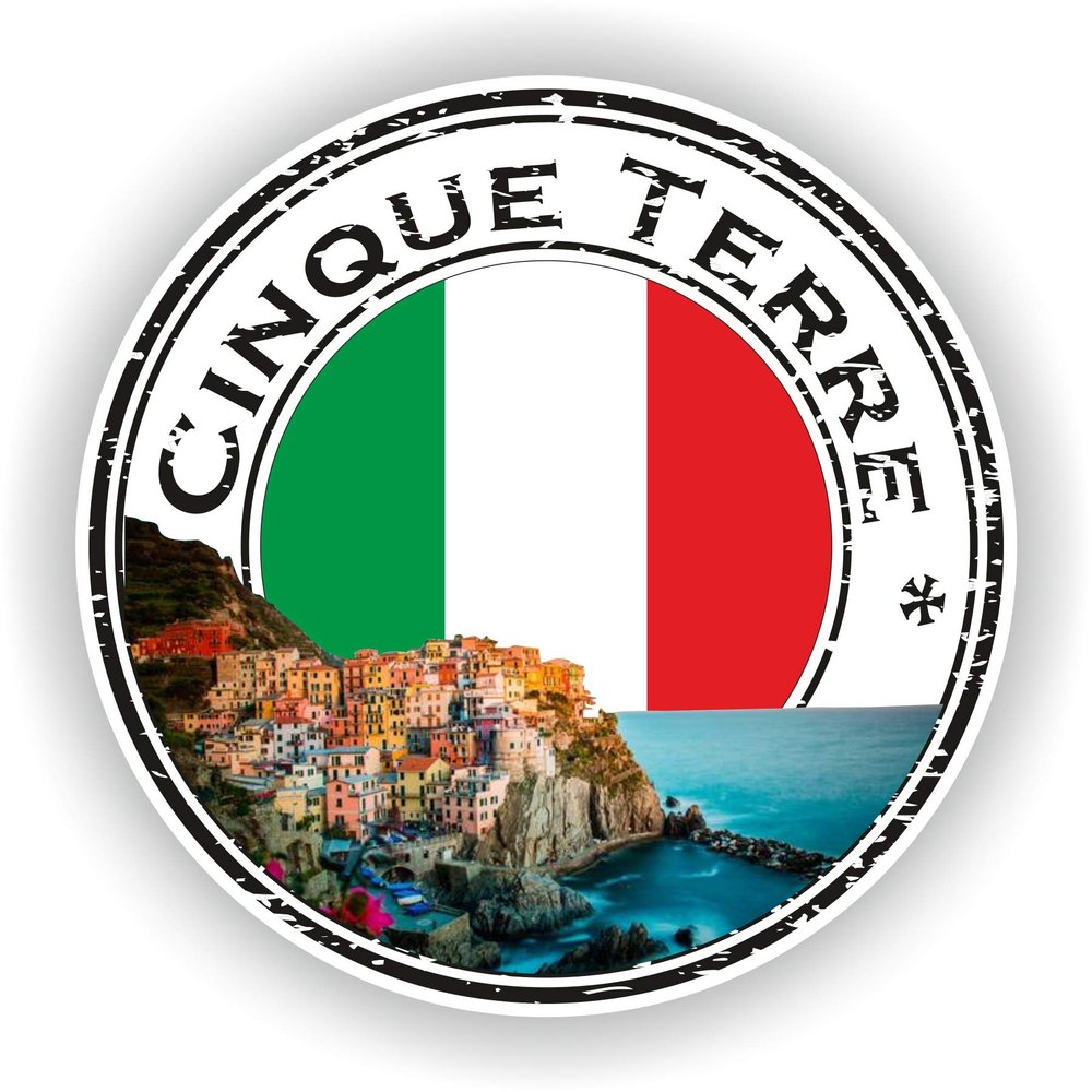 1x Cinque Terre Italy Round Vinyl Waterproof Sticker - 15cm / 5.9inches
