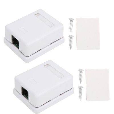 2Pcs RJ45 Mount Box Cat6 Single Port Desktop Information Network Junction Boxes Built in Screws for Communication Socket Connection