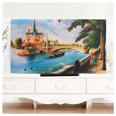 NANKAN 32-75 Inches TV Cover for Flat/Curved Screens Dust Resistant Television Screen Protector Polyester Fabric Cover for LED LCD Plasma, Colorful Painting Design (Color : City, Size : 37/38in)