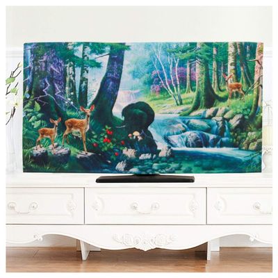 NANKAN 32-75 Inches TV Cover for Flat/Curved Screens Dust Resistant Television Screen Protector Polyester Fabric Cover for LED LCD Plasma, Colorful Painting Design (Color : Deer, Size : 37/38in)