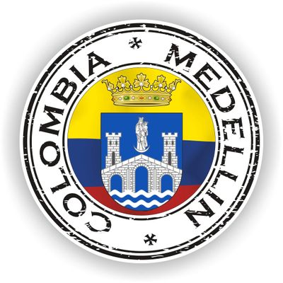 1x Colombia Medellin Round Vinyl Waterproof Sticker - 5cm / 2inches