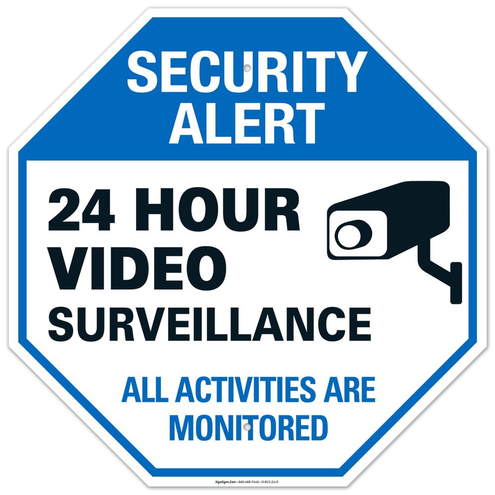 Video Surveillance Sign, CCTV Security Alert, 24x24 Inches, Rust Free .040 Aluminum, Fade Resistant, Easy Mounting, Indoor/Outdoor Use, Made in USA