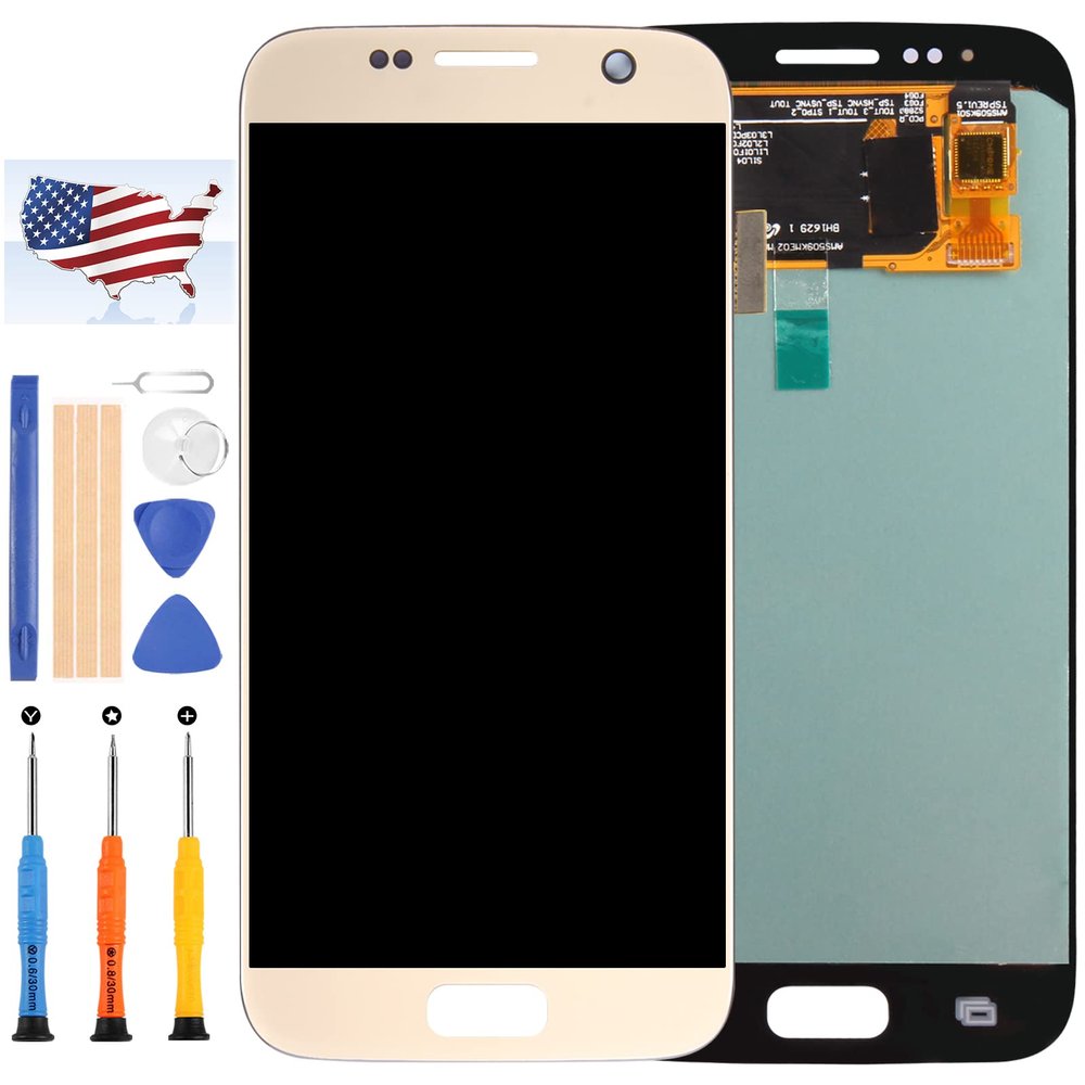 OLED for Samsung Galaxy S7 Screen Replacement G930 G930A G930P G930T G930V G930F G930U LCD Display Parts Assembly Touch Sensor Digitizer Glass Lens Kit (OLED Gold)