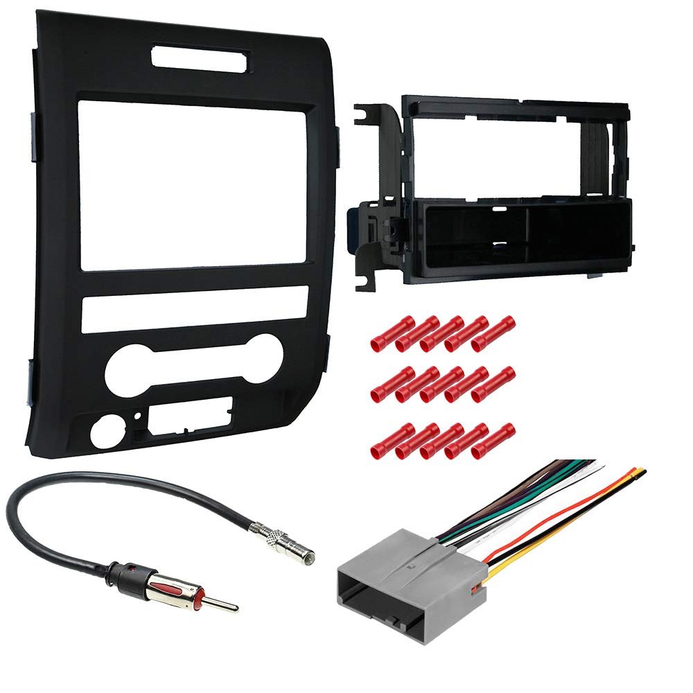 CACH KIT6746 Bundle with Car Stereo Installation Kit for Ford F150 2013  2014 in Dash Mounting Kit, Antenna, Harness for Single Din Radio Receivers (4 Item)