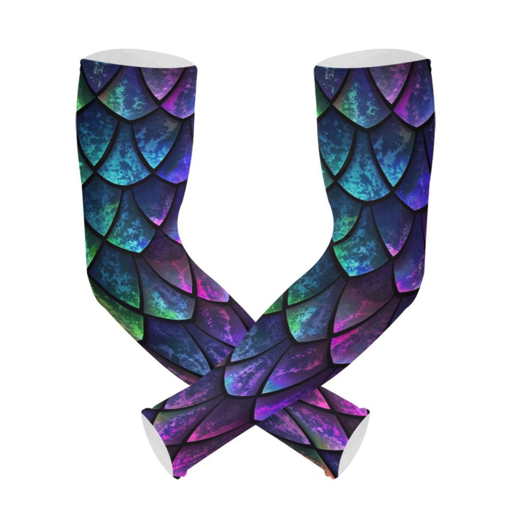 WELLDAY Mermaid Scales Gardening Sleeves with Thumb Hole Farm Sun Protection Arm Sleeves for Women Men