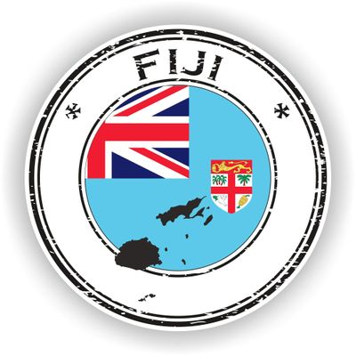 1x Fiji Round Vinyl Waterproof Sticker - 25cm / 9.8inches