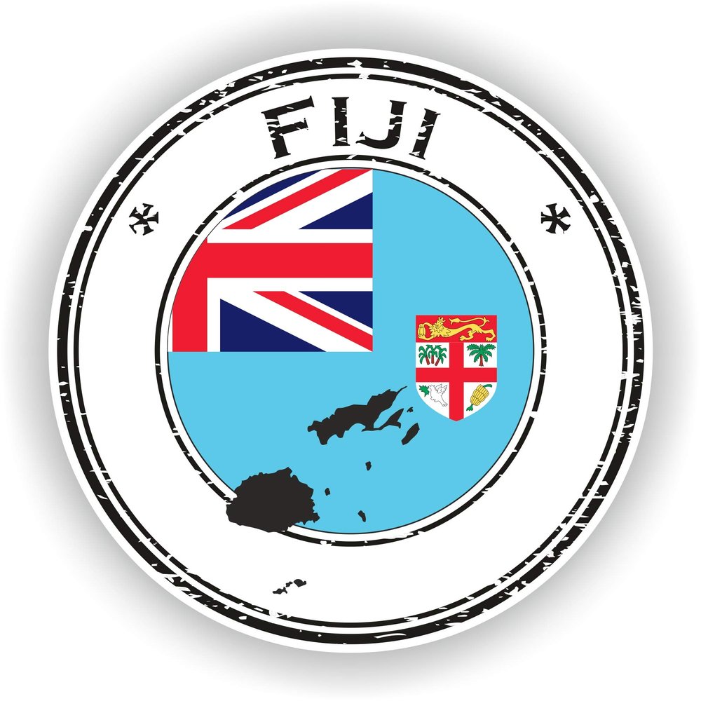1x Fiji Round Vinyl Waterproof Sticker - 25cm / 9.8inches