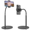 Cell Phone Stand, Adjustable Height & Angle Gooseneck Stand for Desk Flexible Arm Universal Holder, Aluminum Alloy Desktop Recording Compatible with 3.5"-7" Device (Black) view 1