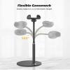 Cell Phone Stand, Adjustable Height & Angle Gooseneck Stand for Desk Flexible Arm Universal Holder, Aluminum Alloy Desktop Recording Compatible with 3.5"-7" Device (Black) view 3