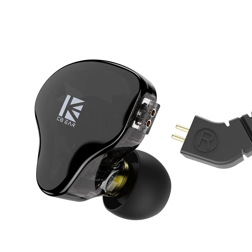 H HIFIHEAR KBEAR KS2 in Ear Earphone, IEM 1BA 1DD Stereo in Ear Headphones,HiFi Over Ear Earbud Headset Noise Cancelling Hybrid Earphone with Removable Cable for Running Walking (No mic, KS2 Dark)
