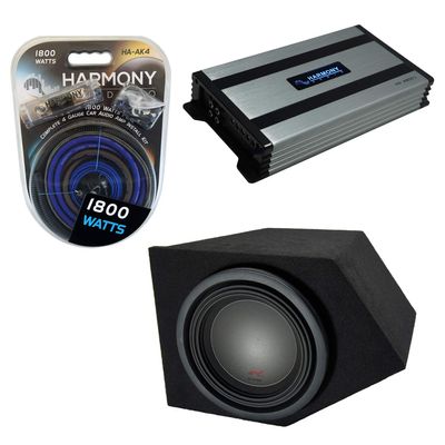 Harmony Audio Compatible with 1993-2002 Chevy Camaro Coupe Passenger Side 10" Alpine Bundle Type R R-W10D4 Sub Box Enclosure with Harmony HA-A800.1 Amplifier & 4GA Amp Kit