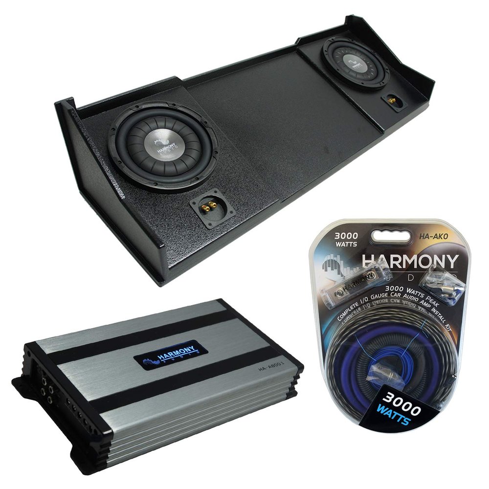 Harmony Audio (2) HA-F104 Subwoofer Dual 10" Sub Box Bundle HA-A800.1 Amp Compatible with 1994-2001 Dodge Ram Extended Cab Truck