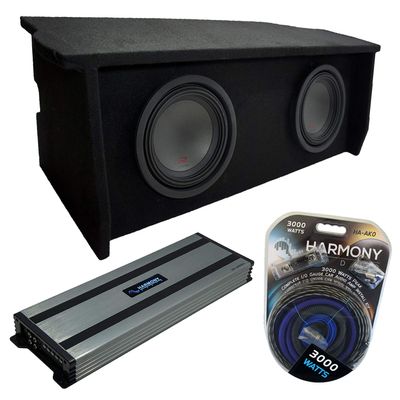 Harmony Audio Compatible with 2007-2018 Jeep Wrangler JK 2 Door Dual 10" Enclosure Alpine Bundle Type R R-W10D2 Sub Box Package with Harmony HA-A1500.1 Amplifier & 0GA Amp Kit
