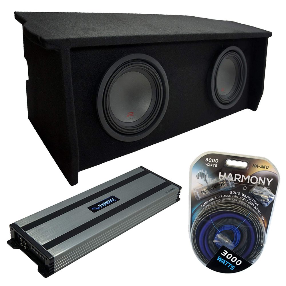 Harmony Audio Compatible with 2007-2018 Jeep Wrangler JK 2 Door Dual 10" Enclosure Alpine Bundle Type R R-W10D2 Sub Box Package with Harmony HA-A1500.1 Amplifier & 0GA Amp Kit