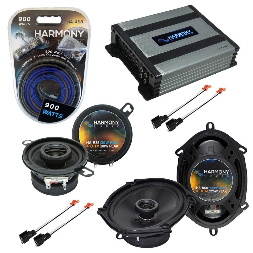 Harmony Audio HA-R68 Compatible with Dodge Van (Full Size) 1990-1997 Rhythm Series 5x7 6x8 Replacement 225W Speakers, HA-R35 3.5" Replacement 90W Speakers and HA-A400.4 4-Channel 800W