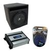 Harmony Audio Universal Car Stereo Slotted S Port Single 8" Kicker Bundle CompR CWR8 Loaded Sub Box Bundle with HA-A400.1 Amp & Install Kit view 1