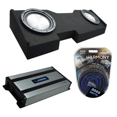Harmony Audio (2) HA-A102 Subwoofer Dual 10" Sub Box Bundle HA-A800.1 Amp Compatible with 2014-2018 GMC Sierra Crew Cab