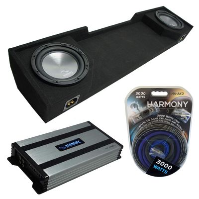 Harmony Audio (2) HA-A102 Subwoofer Dual 10" Sub Box Bundle HA-A800.1 Amp Compatible with 1988-1998 Chevy CK Silverado Extended Cab Truck