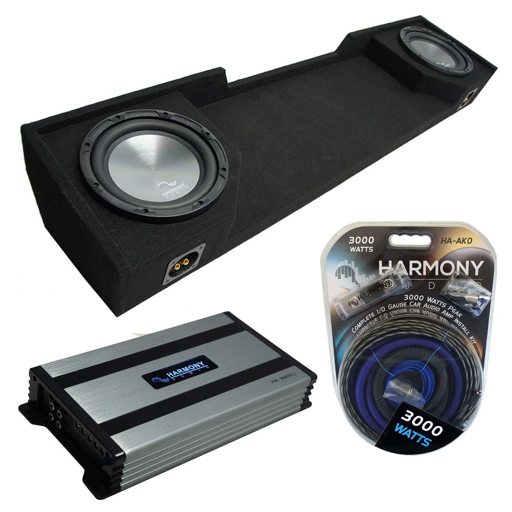Harmony Audio (2) HA-A102 Subwoofer Dual 10" Sub Box Bundle HA-A800.1 Amp Compatible with 1988-1998 Chevy CK Silverado Extended Cab Truck