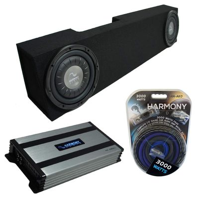 Harmony Audio (2) HA-F104 Subwoofer Dual 10" Sub Box Bundle HA-A800.1 Amp Compatible with 2006-2018 Dodge Ram Mega Cab