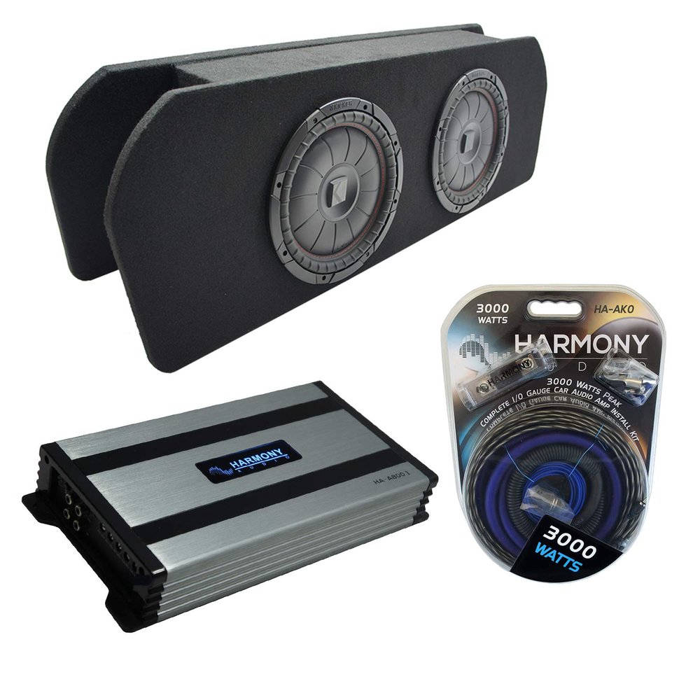 Harmony Audio Kicker Bundle Compatible with 2015-2023 Ford Mustang Coupe CVT10 CompVT Dual 10" Loaded Custom Sub Box Enclosure with HA-A800.1