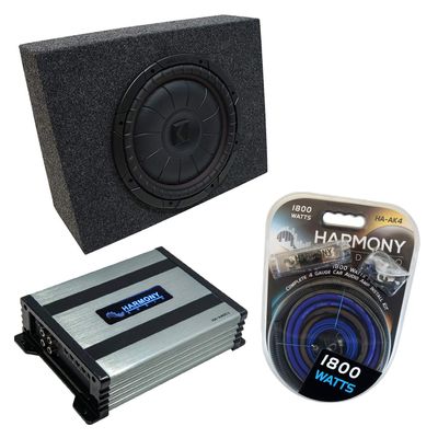 Harmony Audio Universal Regular Standard Cab Truck Kicker Bundle CompVT CVT10 Single 10" Sub Box Enclosure & Harmony HA-A400.1 Amp