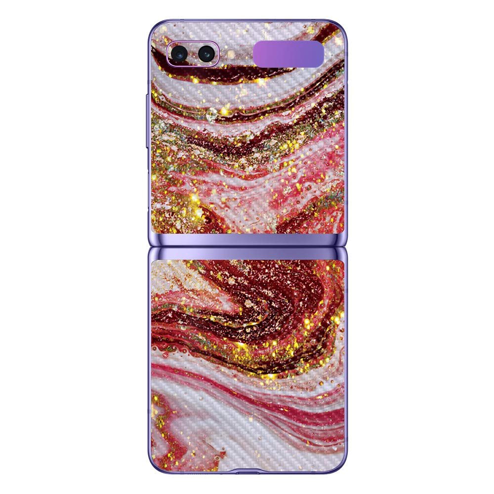 MightySkins Carbon Fiber Skin for Samsung Galaxy Z Flip - Dark Rose Gem | Protective, Durable Textured Carbon Fiber Finish | Easy to Apply, Remove, and Change Styles | Made in The USA