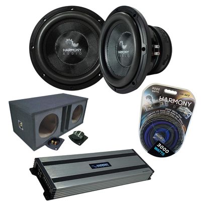 Harmony Audio HA-C152 Competition Dual 15" Sub Bundle with Ported Sub Box Kicker Bundle Harmony HA-A1500.1 Amp & Install Kit