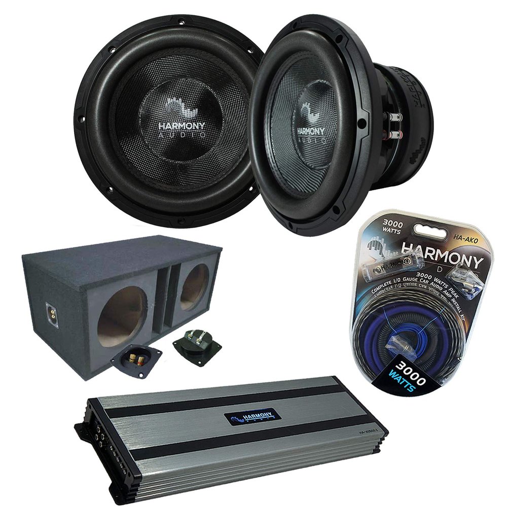 Harmony Audio HA-C152 Competition Dual 15" Sub Bundle with Ported Sub Box Kicker Bundle Harmony HA-A1500.1 Amp & Install Kit