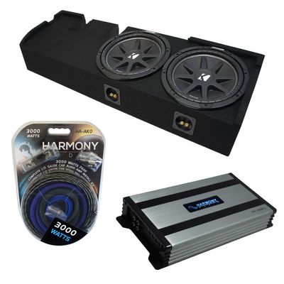 Harmony Audio Kicker C12 Compatible with Ford F-150 Super Crew Truck 2001-2003 Bundled with HA-A800.1 Amplifier and Dual 12" Custom Sub Box Enclosure