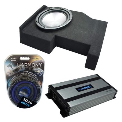 Harmony Audio Compatible with 2014-2018 Chevy Silverado Crew Cab Harmony Bundle A122 Single 12 Sub Box HA-A800.1 Amp