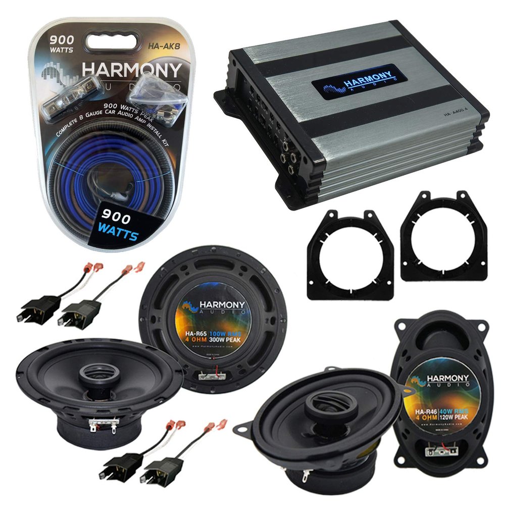 Harmony Audio HA-R65 Compatible with GMC Savana Van 2001-2002 Rhythm Series 6.5 Replacement 300W Speakers, HA-R46 4x6 Replacement 120W Speakers and HA-A400.4 4-Channel 800W Range Speaker or Sub Amp