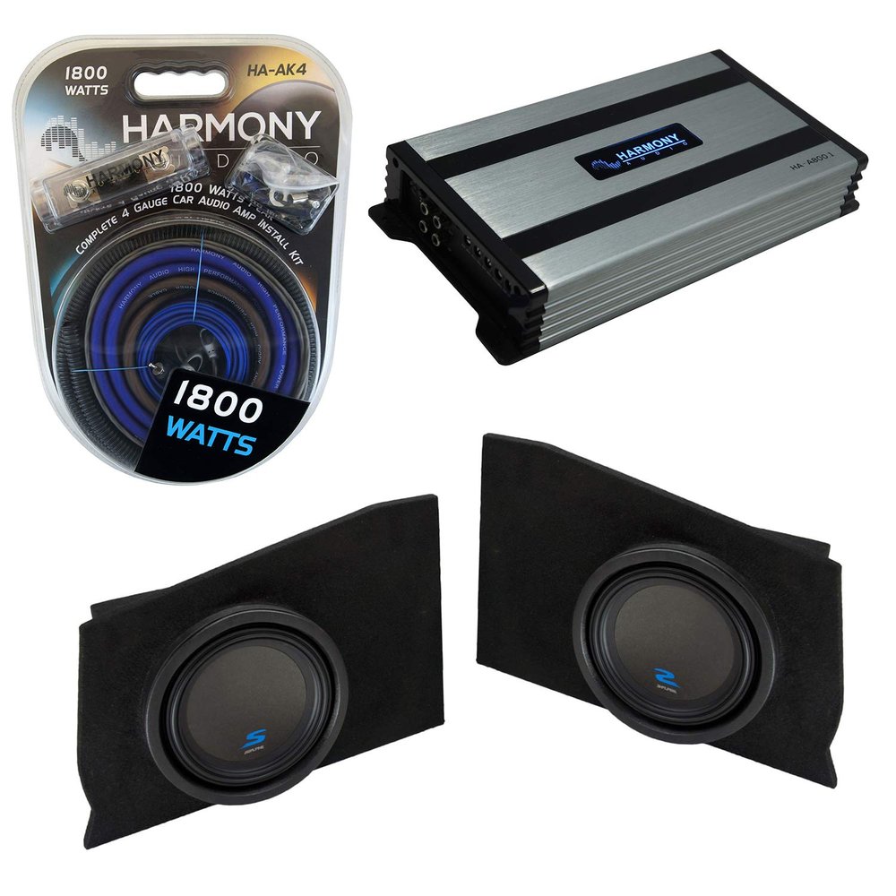 Harmony Audio Compatible with 2010-2015 Chevy Camaro Coupe Rear Side Alpine Bundle Type S S-W10D2 Dual 10" Sub Box Enclosure with Harmony HA-A800.1 Amplifier & 4GA Amp Kit