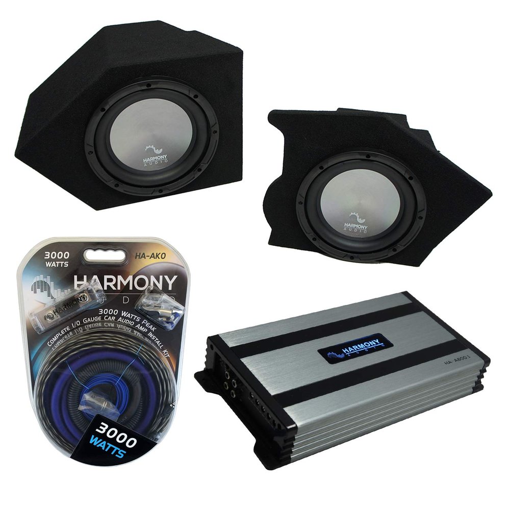 Harmony Audio Compatible with 1993-2002 Chevy Camaro Coupe Rear Pocket Harmony Bundle A102 Dual 10 Loaded Sub Box Bundle with HA-A800.1 Amp & Install Kit